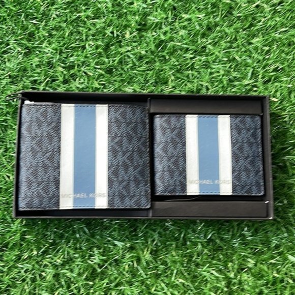 Michael Kors Men`s Gifting Bifold 3 in 1 Wallet Box Set Admiral Multi - Picture 2 of 13